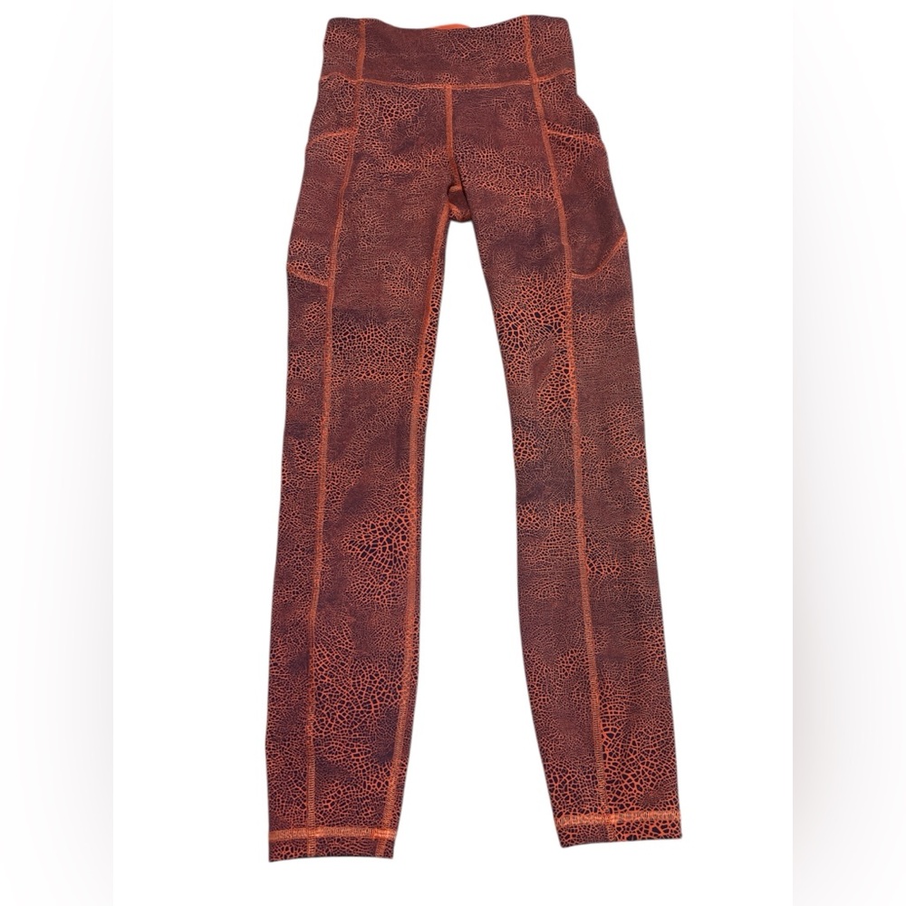 Lululemon Invigorated High Ride Tight 25” Crackle Glaze Orange Size 2